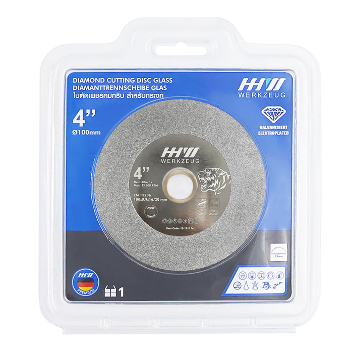 HHW ใบตัดเพชรสำหรับกระจก 4นิ้ว DIAMOND CUTTING DISC FOR GLASS 4” 10.101174