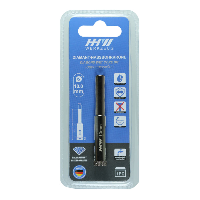 HHW โฮลซอเจาะกระเบื้อง 10.0 มม. Diamond wet core bit Size 10.0 mm. 10.101177