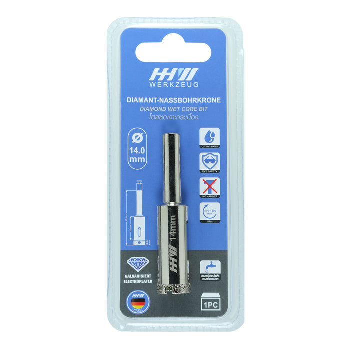 HHW โฮลซอเจาะกระเบื้อง 14.0 มม. Diamond wet core bit Size 14.0 mm. 10.101179