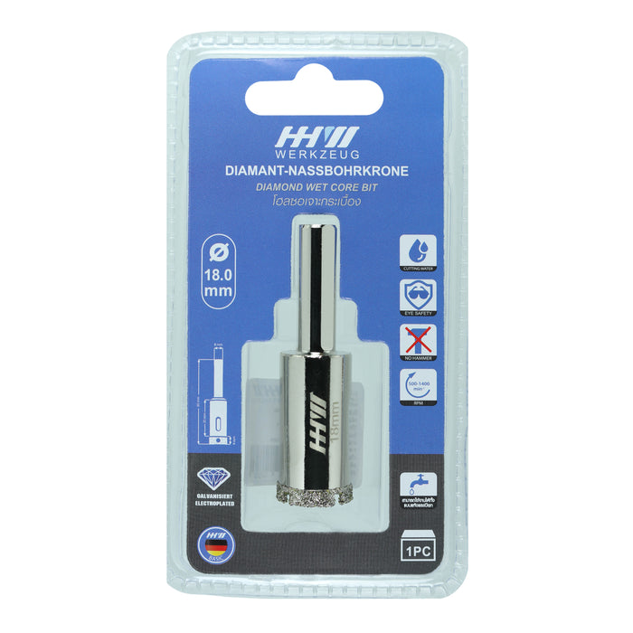 HHW โฮลซอเจาะกระเบื้อง 18.0 มม. Diamond wet core bit Size 18.0 mm. 10.101181