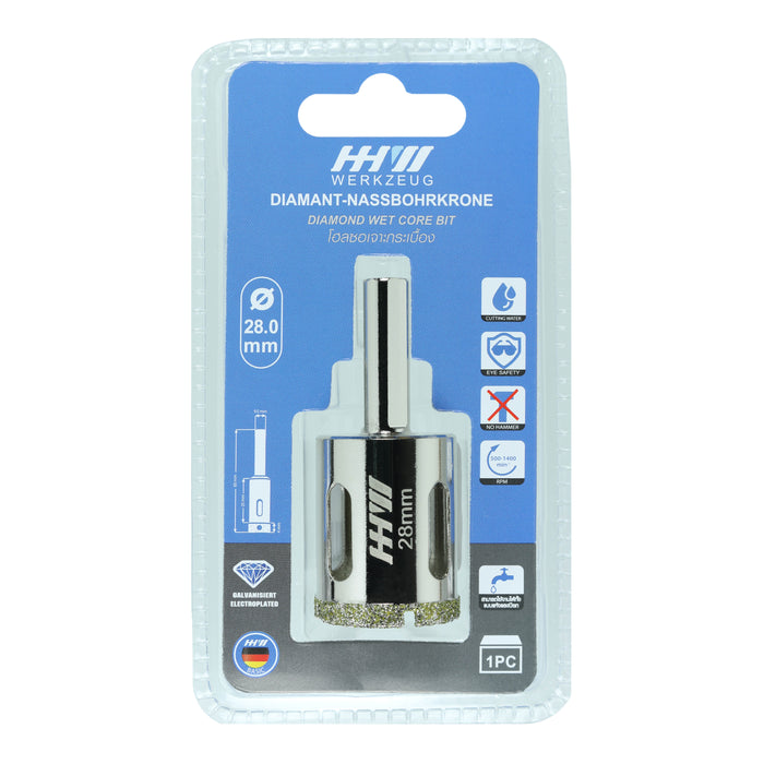 HHW โฮลซอเจาะกระเบื้อง 28.0 มม. Diamond wet core bit Size 28.0 mm. 10.101186