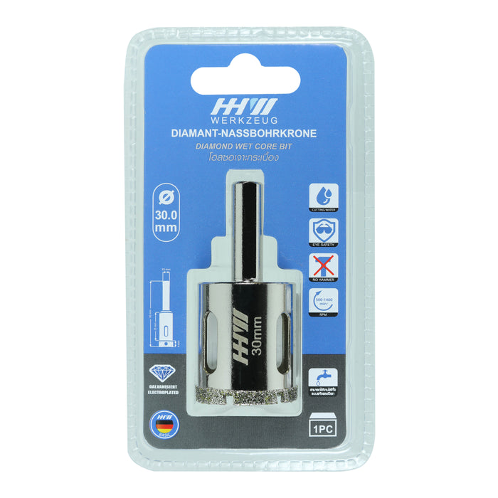 HHW โฮลซอเจาะกระเบื้อง 30.0 มม. Diamond wet core bit Size 30.0 mm. 10.101188