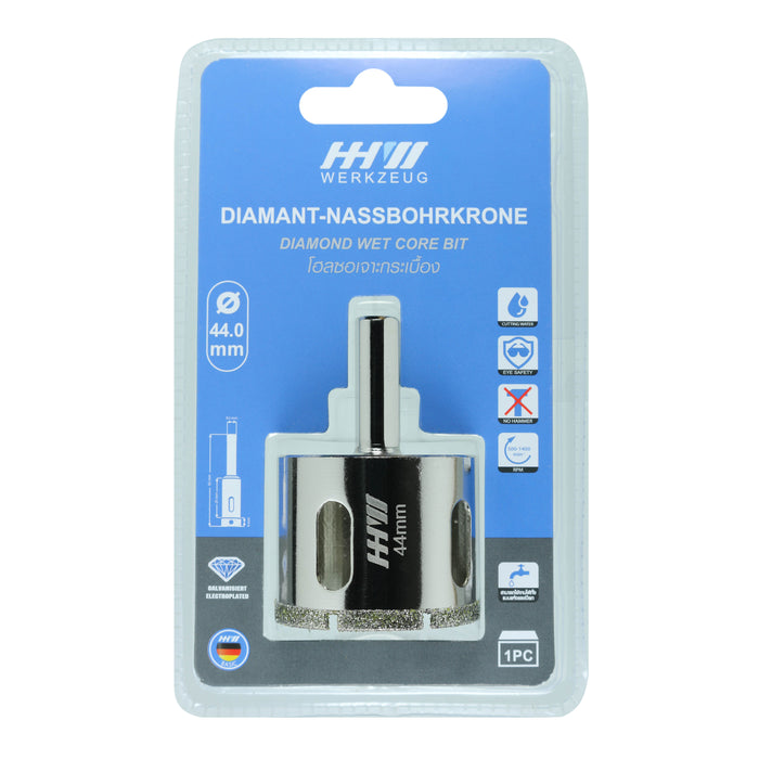 HHW โฮลซอเจาะกระเบื้อง 44.0 มม. Diamond wet core bit Size 44.0 mm. 10.101194