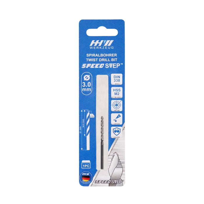 HHW ดอกสว่านสปีดสเต็ป 3.0มม. Twist Drill BIT SPEED STEP DIN 338 HSS Size 3.0 mm. 10.101251