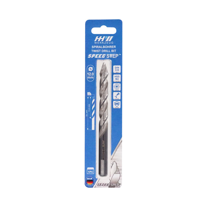 HHW ดอกสว่านสปีดสเต็ป 12.0มม. Twist Drill BIT SPEED STEP DIN 338 HSS Size 12.0 mm. 10.101269