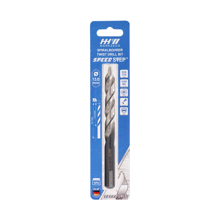 HHW ดอกสว่านสปีดสเต็ป 13.0มม. Twist Drill BIT SPEED STEP DIN 338 HSS Size 13.0 mm. 10.101271