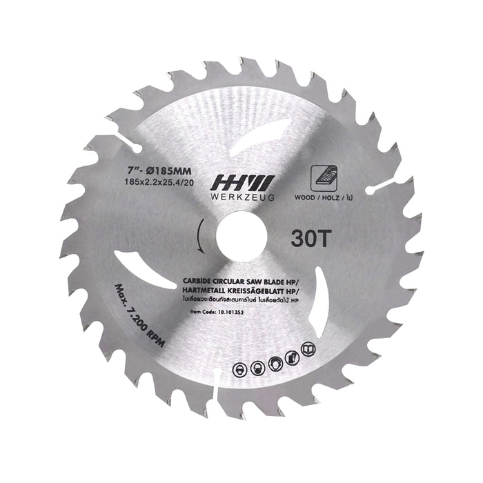 HHW ใบเลื่อยไม้ HP 7นิ้ว 30ฟัน TCT SAW BLADE HP SIZE 7"185mm. 30T 10.101353