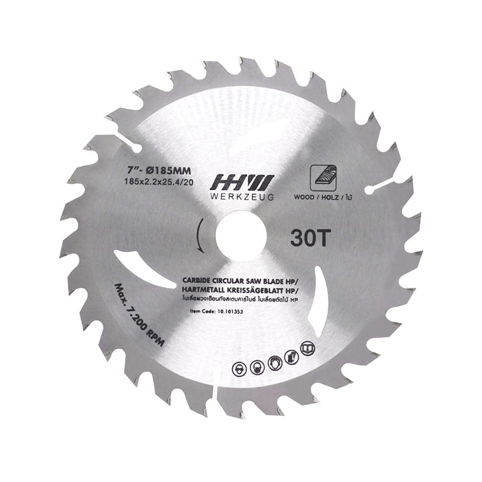 HHW ใบเลื่อยไม้ HP 7นิ้ว 30ฟัน TCT SAW BLADE HP SIZE 7"185mm. 30T 10.101353