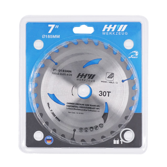 HHW ใบเลื่อยไม้ HP 7นิ้ว 30ฟัน TCT SAW BLADE HP SIZE 7"185mm. 30T 10.101353