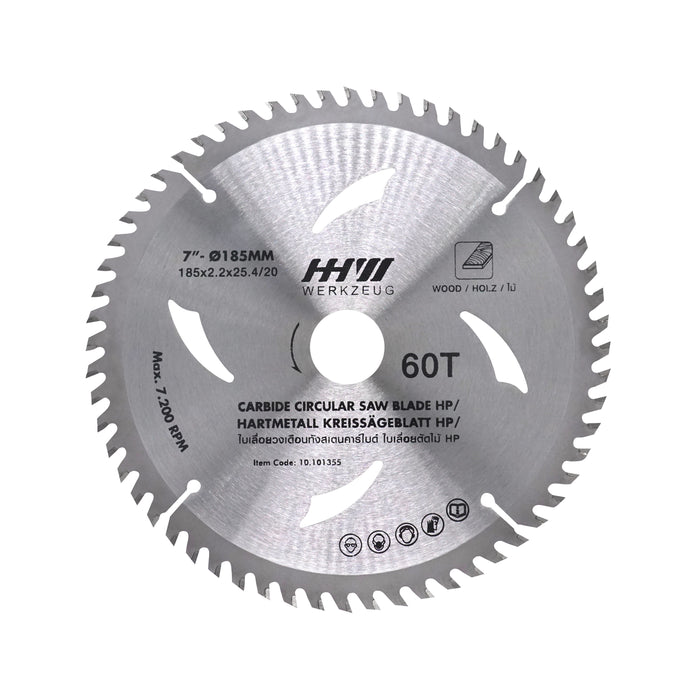 HHW ใบเลื่อยไม้ HP 7นิ้ว 60ฟัน TCT SAW BLADE HP SIZE 7"185mm. 60T 10.101355