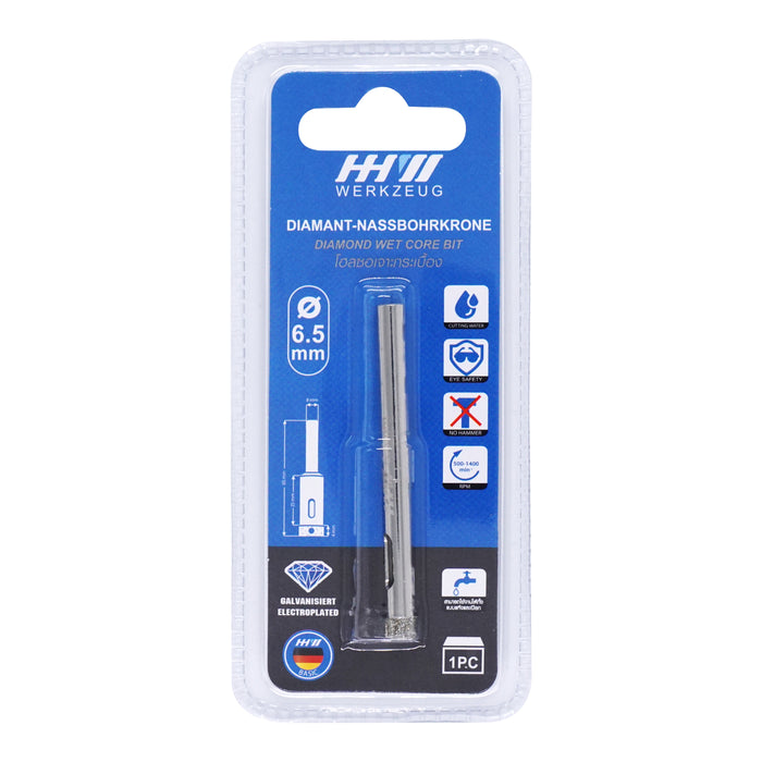 HHW โฮลซอเจาะกระเบื้อง 6.5 มม. Diamond wet core bit Size 6.5 mm. 10.101361