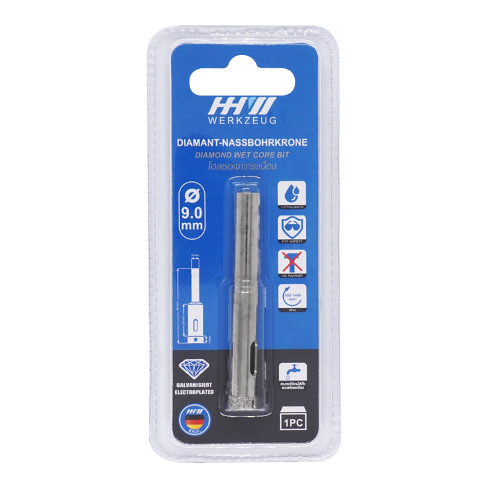 HHW โฮลซอเจาะกระเบื้อง 9.0 มม. Diamond wet core bit Size 9.0 mm. 10.101363