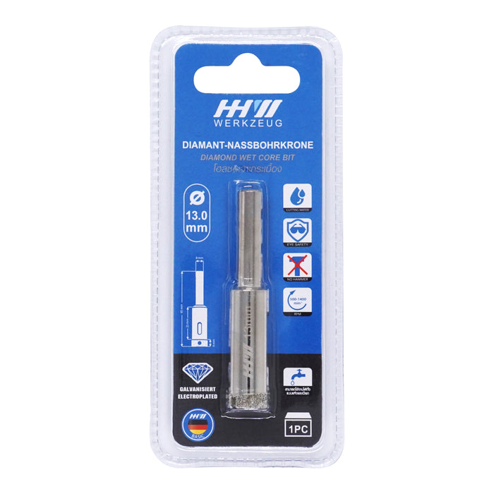 HHW โฮลซอเจาะกระเบื้อง 13.0 มม. Diamond wet core bit Size 13.0 mm. 10.101364