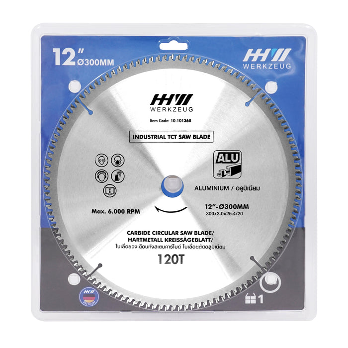 HHW ใบเลื่อยอลูมิเนียม 12" 120ฟัน TCT SAWBLADE FOR ALUMINIUM SIZE 12”300mm 120T 10.101368