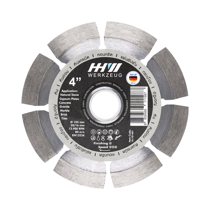 HHW ใบตัดเพชรงานก่อสร้าง ECO 4 นิ้ว Diamond Cutting Disc Construction ECO 4" 10.101401