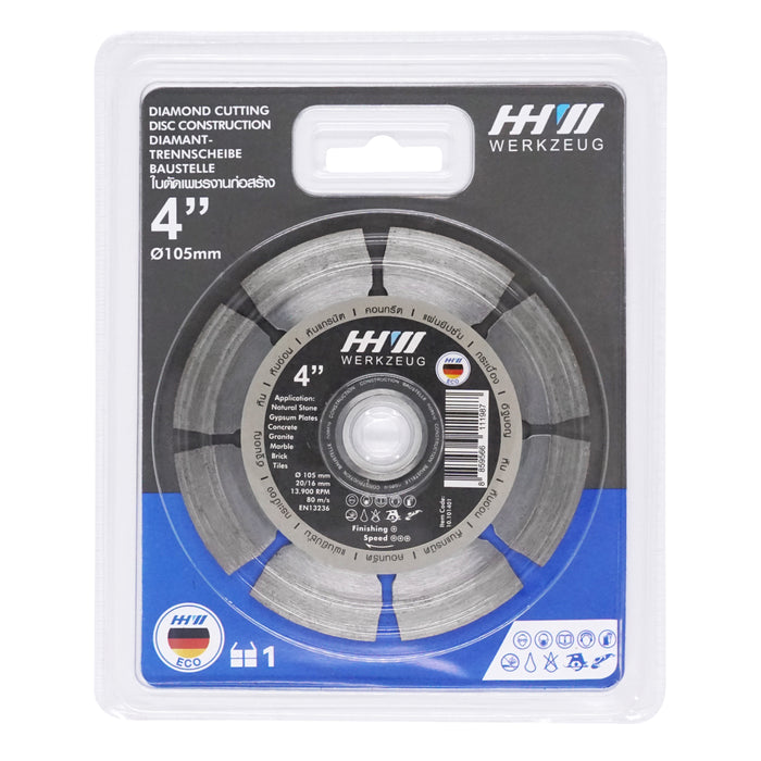 HHW ใบตัดเพชรงานก่อสร้าง ECO 4 นิ้ว Diamond Cutting Disc Construction ECO 4" 10.101401