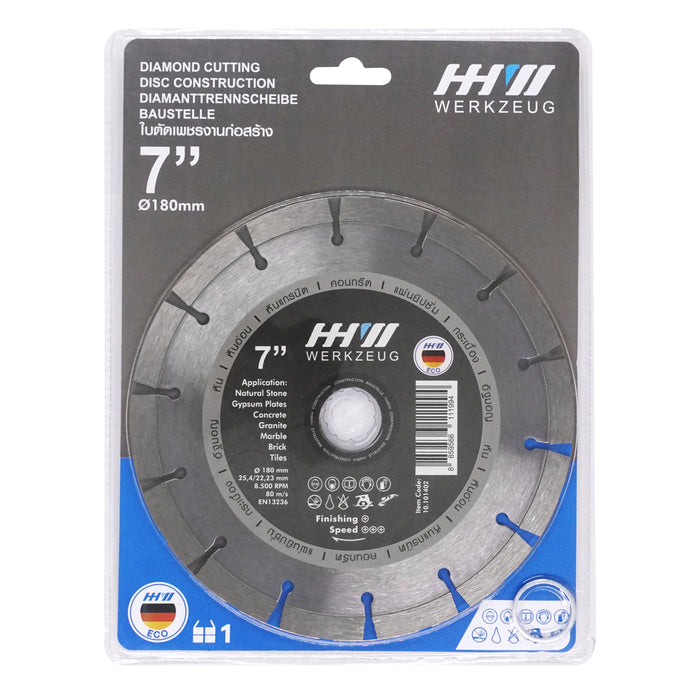 HHW ใบตัดเพชรงานก่อสร้าง ECO 7 นิ้ว Diamond Cutting Disc Construction ECO 7" 10.101402