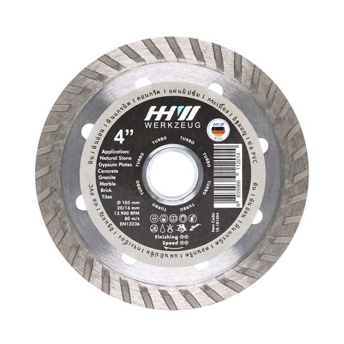 HHW ใบตัดเพชรเทอร์โบ ECO 4 นิ้ว Diamond Cutting Disc Turbo ECO 4" 10.101404