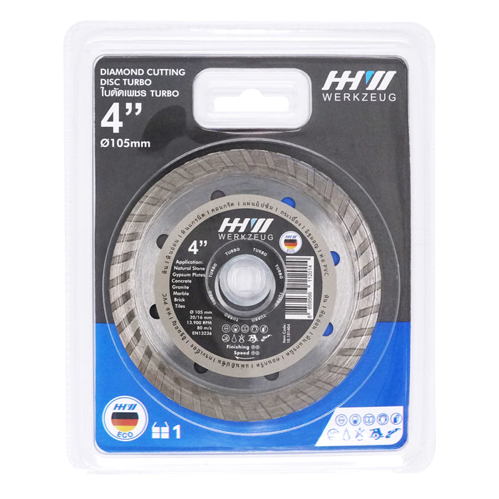 HHW ใบตัดเพชรเทอร์โบ ECO 4 นิ้ว Diamond Cutting Disc Turbo ECO 4" 10.101404