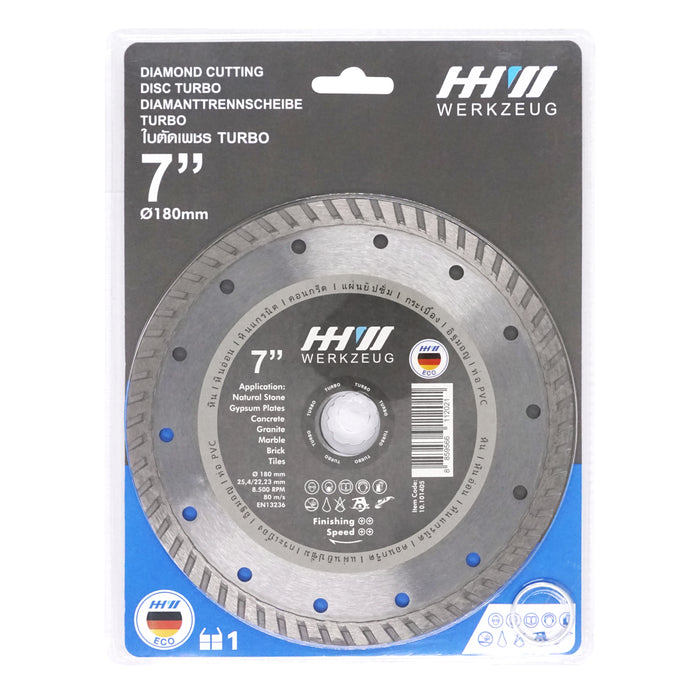 HHW ใบตัดเพชรเทอร์โบ ECO 7 นิ้ว Diamond Cutting Disc Turbo ECO 7" 10.101405