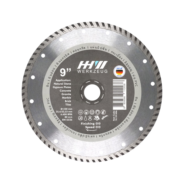 HHW ใบตัดเพชรเทอร์โบ ECO 9 นิ้ว Diamond Cutting Disc Turbo ECO 9" 10.101406