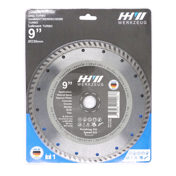 HHW ใบตัดเพชรเทอร์โบ ECO 9 นิ้ว Diamond Cutting Disc Turbo ECO 9" 10.101406