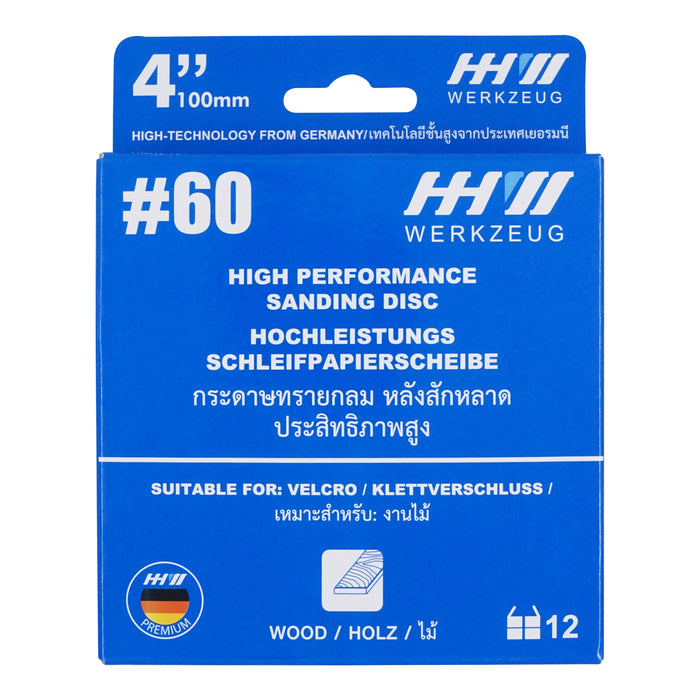 HHW กระดาษทรายกลมหลังสักหลาด 4 นิ้ว เบอร์ 60 Velcro sanding disc 4" Grit 60 10.101438