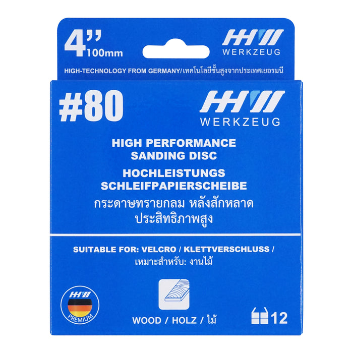 HHW กระดาษทรายกลมหลังสักหลาด 4 นิ้ว เบอร์ 80 Velcro sanding disc 4" Grit 80 10.101439