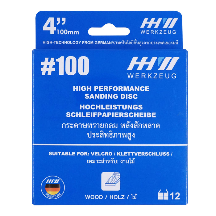 HHW กระดาษทรายกลมหลังสักหลาด 4 นิ้ว เบอร์ 100 Velcro sanding disc 4" Grit 100 10.101440