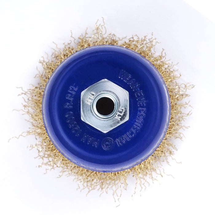 HHW แปรงลวดเคลือบทองเหลืองรูปถ้วย 3 นิ้ว / 76มม. CUP BRUSH BRASS COATED (STEEL) 3” / 76mm. 10.101658