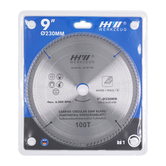 HHW ใบเลื่อยไม้ 9 นิ้ว 100 ฟัน TCT Saw blade wood Size 9" 100T 10.101738