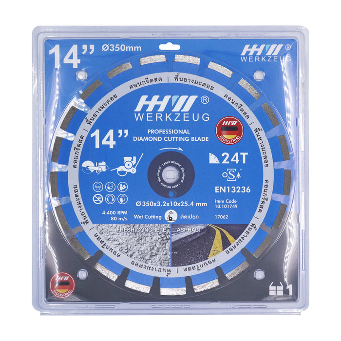 HHW ใบตัดถนน Laser Welded OSA 14 นิ้ว Diamond Cutting Disc Laser Welded OSA 14” 10.101749
