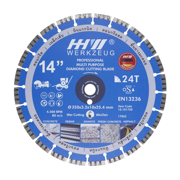 HHW ใบตัดถนน Multi Purpose OSA 14 นิ้ว Diamond Cutting Disc Multi Purpose OSA 14” 10.101750