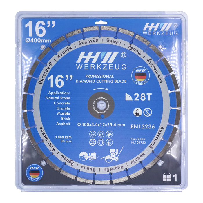 HHW ใบตัดถนน Silver Brazed 16 นิ้ว Diamond Cutting Disc Silver Brazed 16” 10.101753