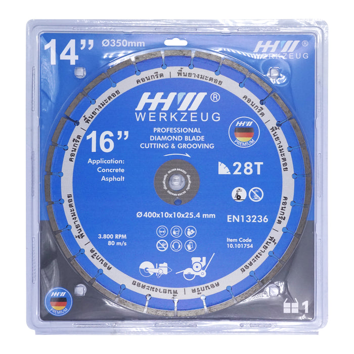 HHW ใบตัดถนน Cutting & Grooving 16 นิ้ว Diamond Cutting Disc Cutting & Grooving 16” 10.101754