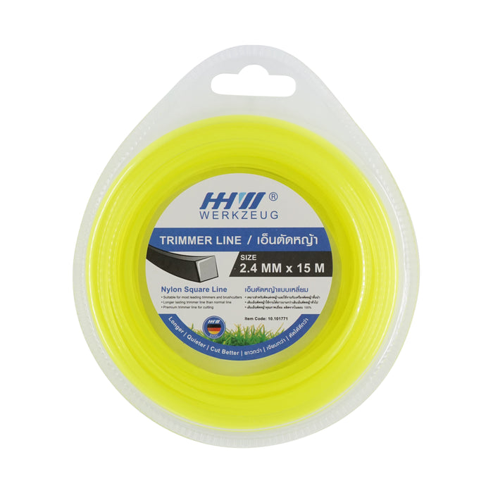 HHW เอ็นตัดหญ้าแบบเหลี่ยม 2.4มมx15ม Mowing head 2.4mmx15M 10.101771