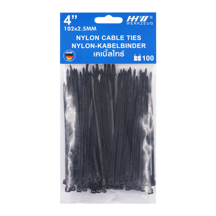 HHW เคเบิ้ลไทร์ 4 นิ้ว (สีดำ) Nylon Cable Ties 4" (Black) 10.101788