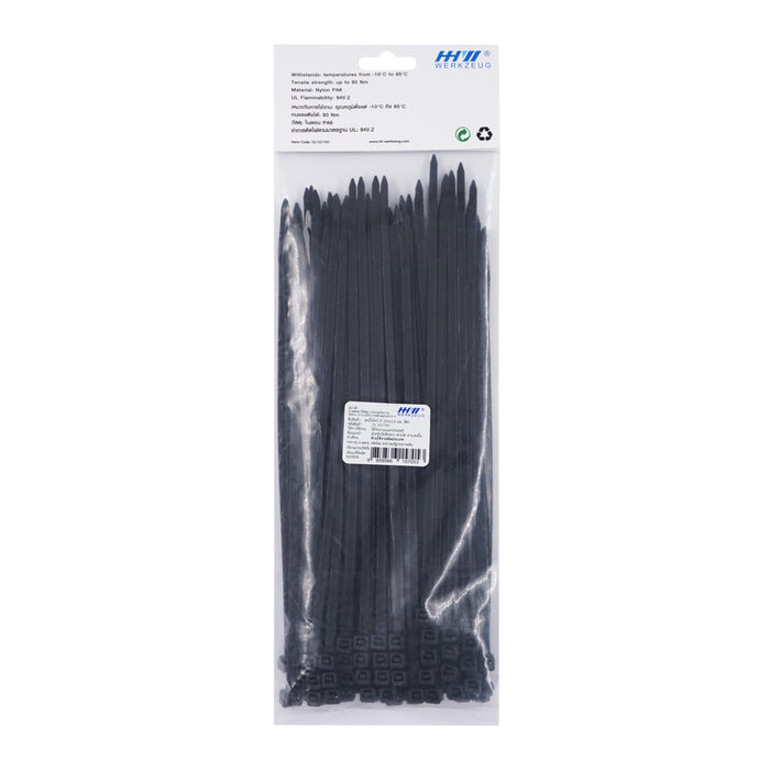 HHW เคเบิ้ลไทร์ 8 นิ้ว (สีดำ) Nylon Cable Ties 8" (Black) 10.101791