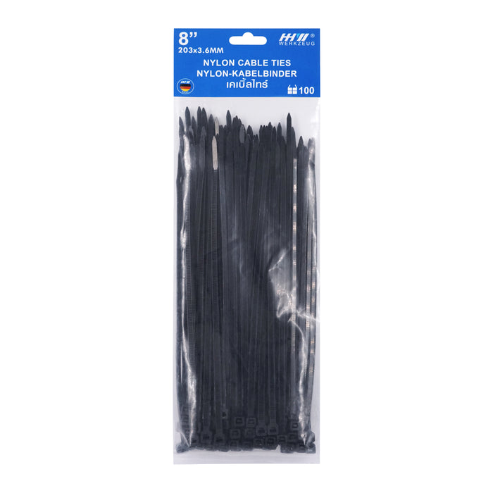 HHW เคเบิ้ลไทร์ 8 นิ้ว (สีดำ) Nylon Cable Ties 8" (Black) 10.101791