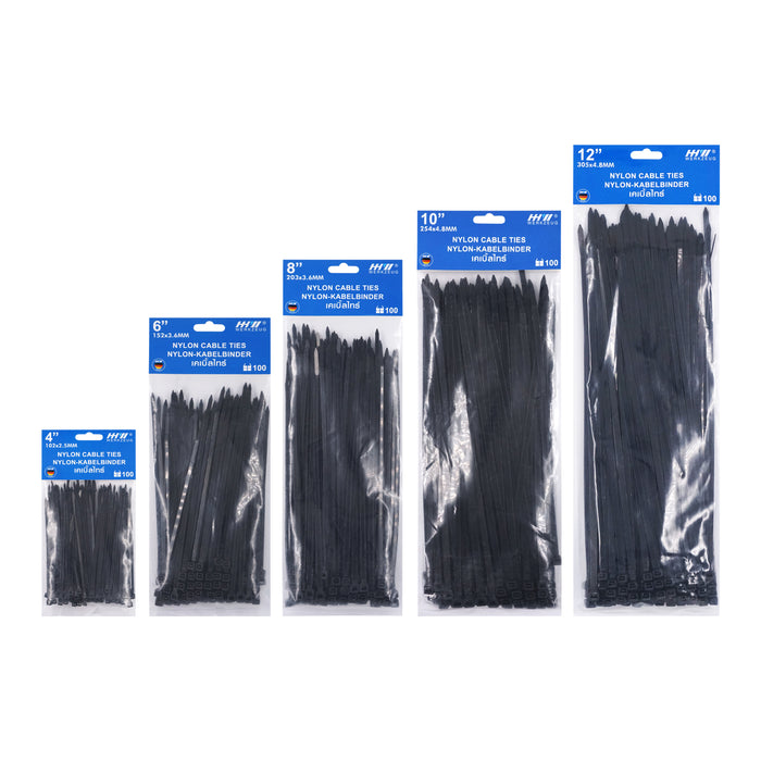 HHW เคเบิ้ลไทร์ 10 นิ้ว (สีดำ) Nylon Cable Ties 10" (Black) 10.101793