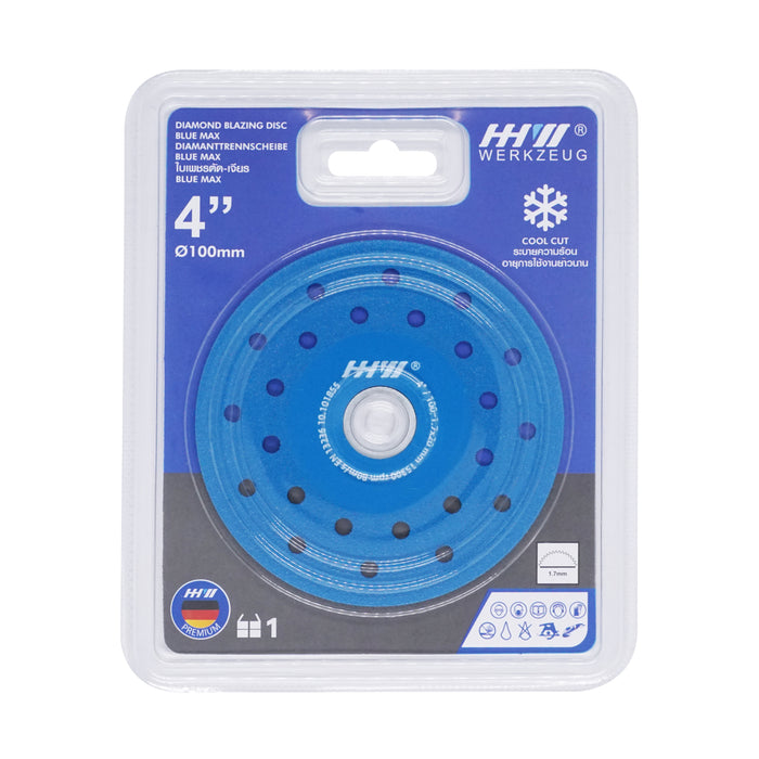 HHW ใบเพชรตัด-เจียร BLUE MAX 4 นิ้ว Diamond Cutting & Grinding Disc BLUE MAX 4" 10.101855