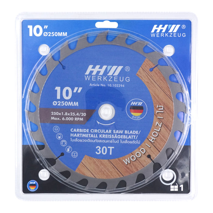 HHW ใบเลื่อยไม้ 10 นิ้ว 30 ฟัน TCT Saw blade wood 10" 30T 10.102294