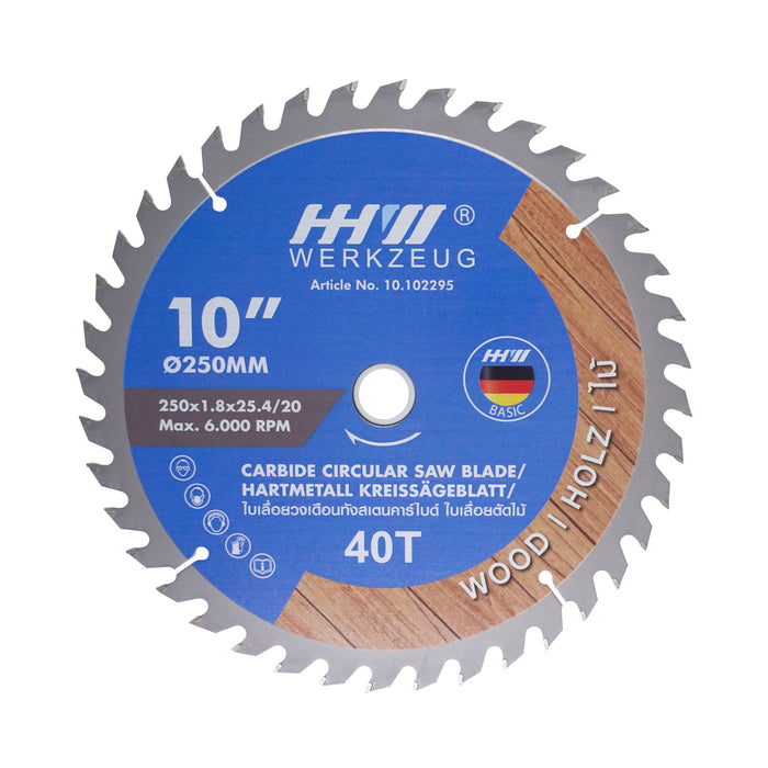 HHW ใบเลื่อยไม้ 10 นิ้ว 40 ฟัน TCT Saw blade wood 10" 40T 10.102295