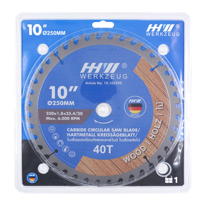 HHW ใบเลื่อยไม้ 10 นิ้ว 40 ฟัน TCT Saw blade wood 10" 40T 10.102295
