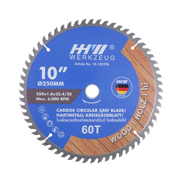 HHW ใบเลื่อยไม้ 10 นิ้ว 60 ฟัน TCT Saw blade wood 10" 60T 10.102296