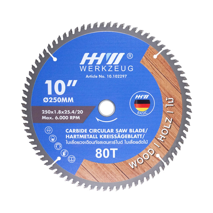 HHW ใบเลื่อยไม้ 10 นิ้ว 80 ฟัน TCT Saw blade wood 10" 80T 10.102297