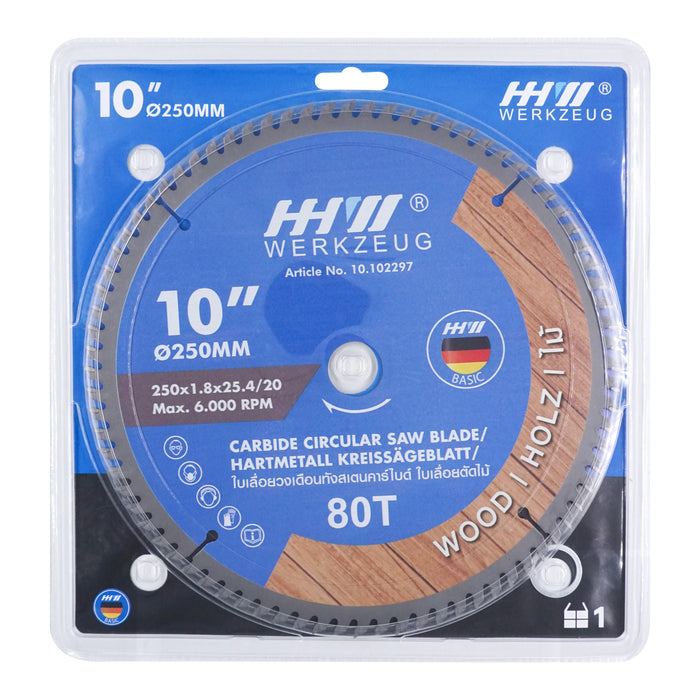 HHW ใบเลื่อยไม้ 10 นิ้ว 80 ฟัน TCT Saw blade wood 10" 80T 10.102297