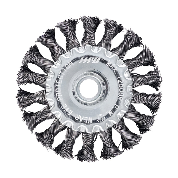 HHW แปรงลวดกลม (เหล็ก) 100 มม / 4 นิ้ว Wheel brush knotted style 100 mm / 4" 10.102349
