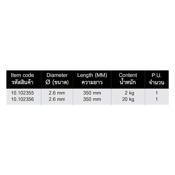 HHW ลวดเชื่อม E6013 ขนาด 2.6x350 มม น้ำหนัก 2กก Welding Electrode E6013 Size 2.6x350 mm @2KG 10.102355