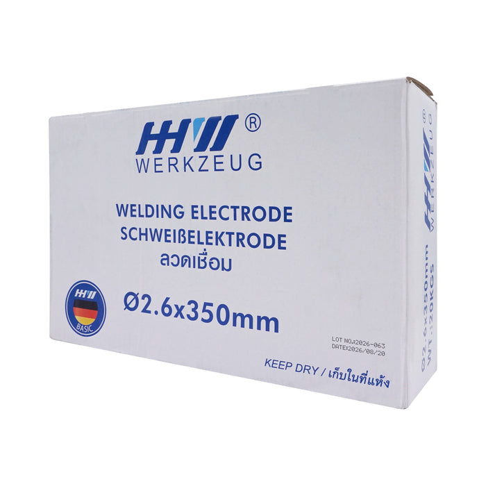 HHW ลวดเชื่อม E6013 ขนาด 2.6x350 มม น้ำหนัก 20กก Welding Electrode E6013 Size 2.6x350 mm @20KG 10.102356